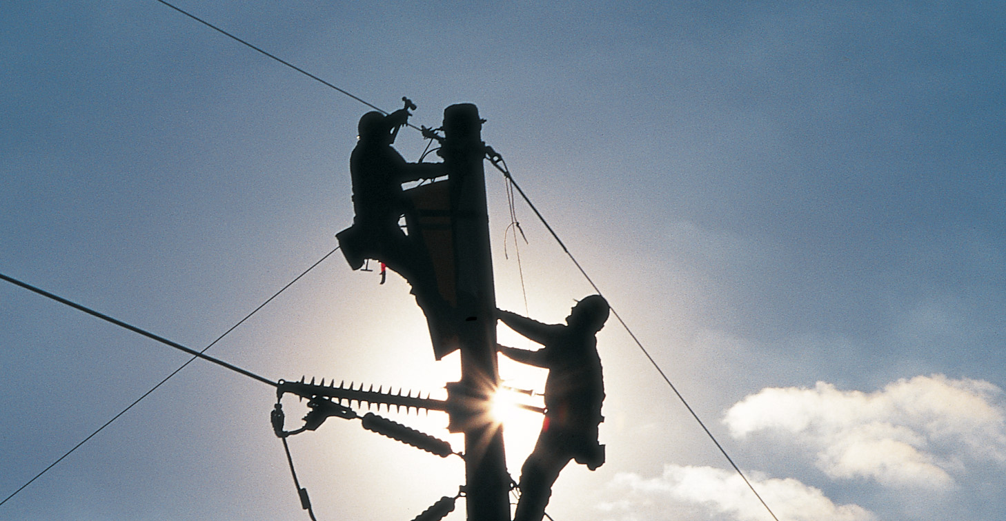 Man working on power lines